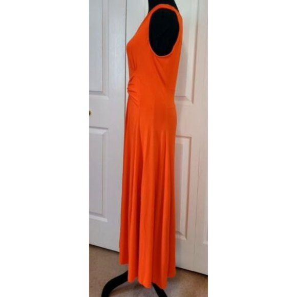 Liz Lange Maternity Womens M Orange Sleeveless V-Neck Stretchy Maternity Dress - Picture 2 of 7